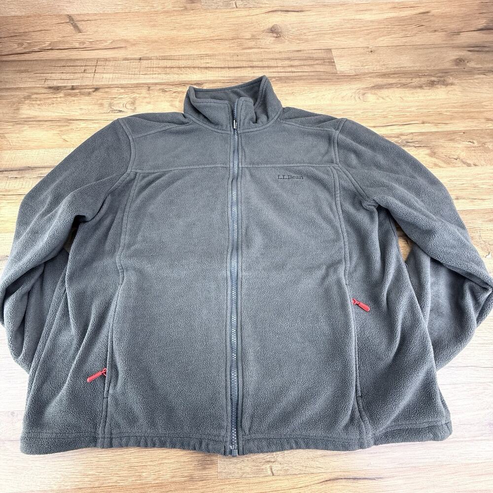 L.L. Bean Fleece Jacket Men's M Gray Full-Zip Mountain Classic Long Slee…
